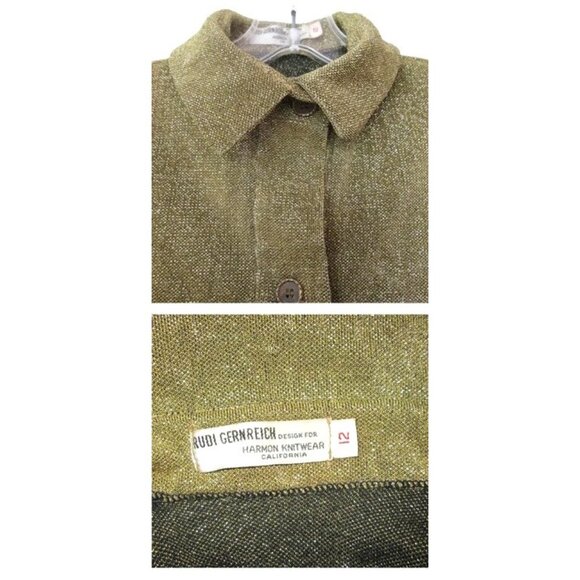 rudi gernreich dress gold mod metallic 1960s vintage size medium - Picture 4 of 5